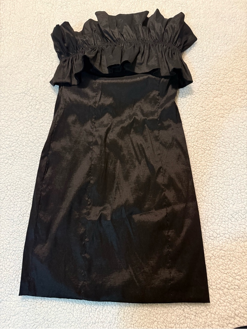 Strapless Ruffle Cocktail Dress in Black